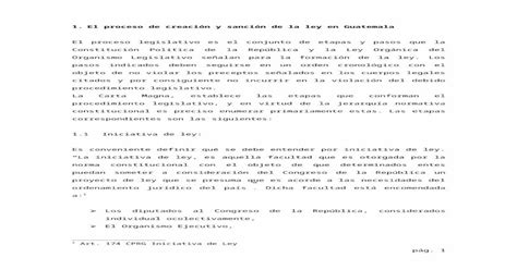 El Proceso De Creacion Y Sancion De La Ley En Guatemala [docx Document]