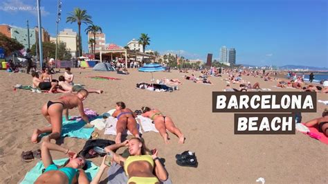 🇪🇸 Hot Day In Barcelona Beach Spain ☀️🏖️ Amazing Barceloneta Beach Walk 4k Youtube