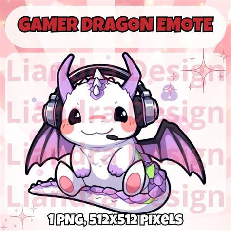 WHITE GAMER DRAGON Twitch Emote Kawaii White Dragon Twitch Emote Cute