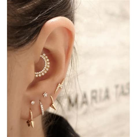 Piercing Oreille Maria Tash Eclair En Or Carats Avec Diamants