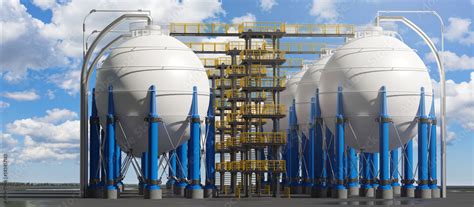 Ilustracja Stock Tanks For Storing Hydrogen Gas Production Plant