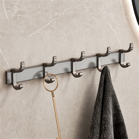 Valseel Clearance Coat Rack Wall Mounted 5 Hooks Heavy Duty Stainless Aluminum Metal Coat