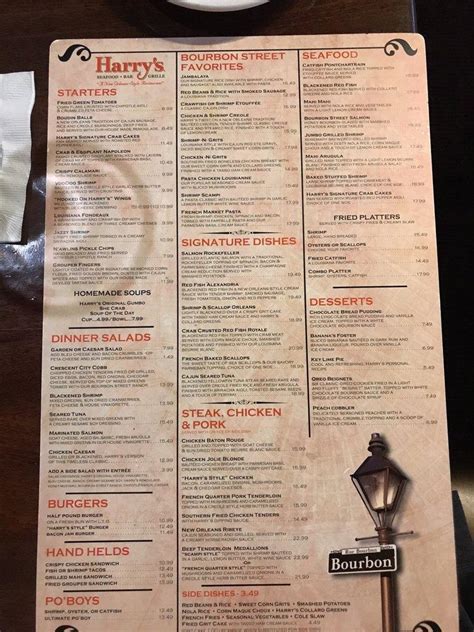 Menu At Harrys Seafood Bar And Grille Gainesville