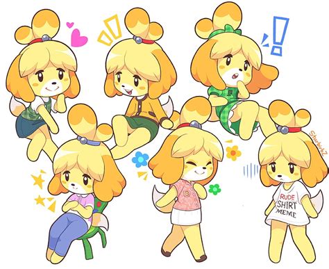 The Different Outfits Isabelle Has Isabelle In 2020 Animal Crossing