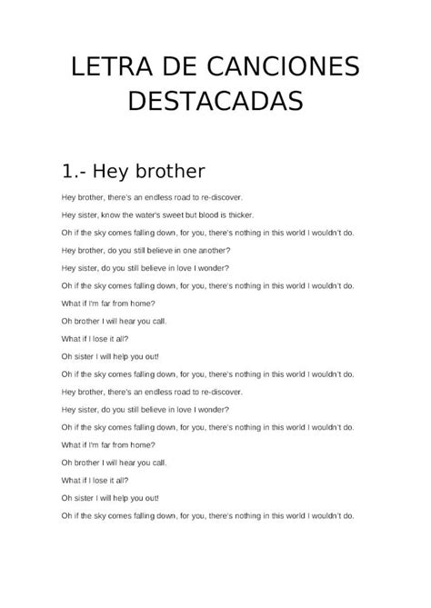 Docx Letra De Canciones Destacadas Dokumen Tips