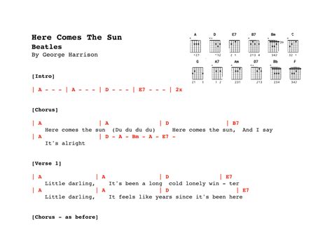 Here Comes The Sun Arr Alex Davis Sheet Music The Beatles Guitar Chordslyrics