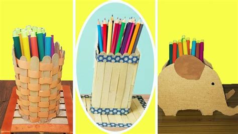 3 DIY Pen Stand Homemade Best Out Of Waste Ice Cream Sticks Waste