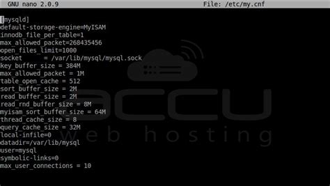 How To Edit The My Cnf File Of Mysql In Linux Vps Mysql Accuweb