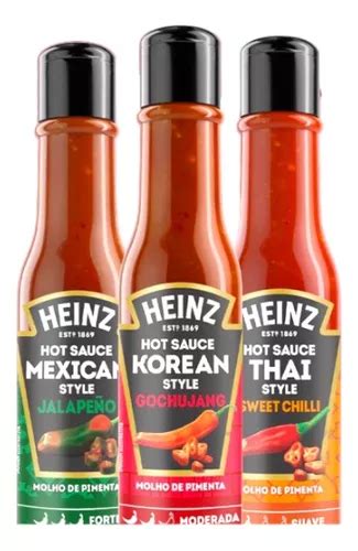 Kit 3 Molho Pimenta Heinz Hot Sauce Mexican Thai E Korean Frete Grátis