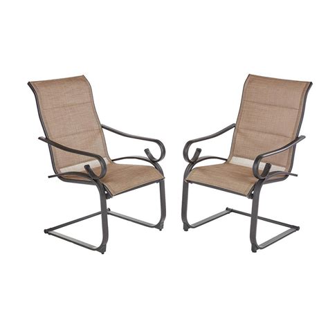 Hampton Bay Crestridge Padded Sling Swivel Outdoor Lounge Chair In Conley Denim 2 Pack Rts877z