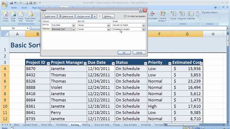 How To Sort Multiple Columns In Excel 2007 Using The Sort Button Excel