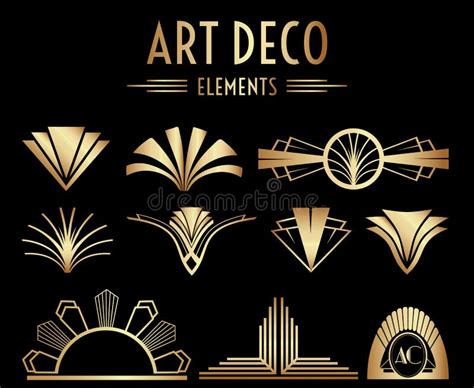 Geometric Gatsby Art Deco Ornaments Or Decoration Elements Stock Vector