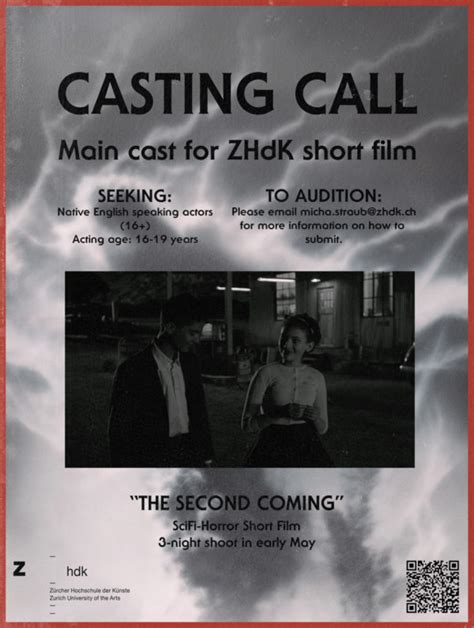 Casting Call Lead Actors For Zhdk Short Film