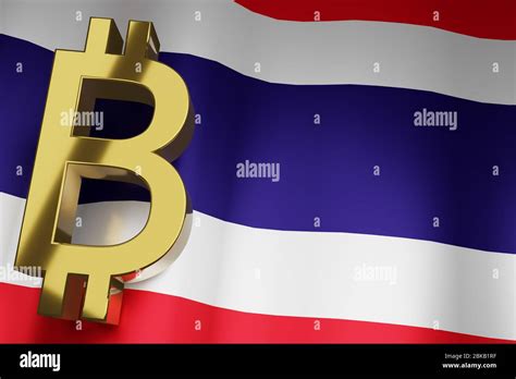 Thb Thai Baht Currency Sign On Thailand National Flag For Business