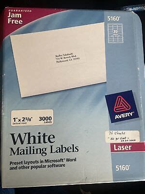 Avery White Mailing Labels For Laser Printers 1 X 2 5 8 Box Of 2220