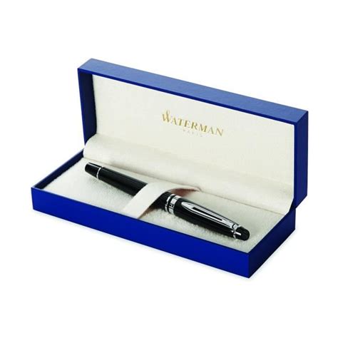 Waterman Expert Stylo Plume Noir Brillant avec Attributs Chromés