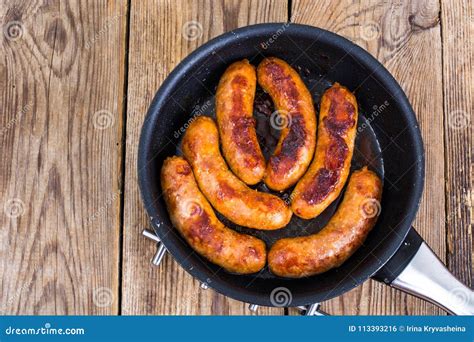 Fried Homemade Pork Sausage Stock Photo - Image of meat, homemade ...