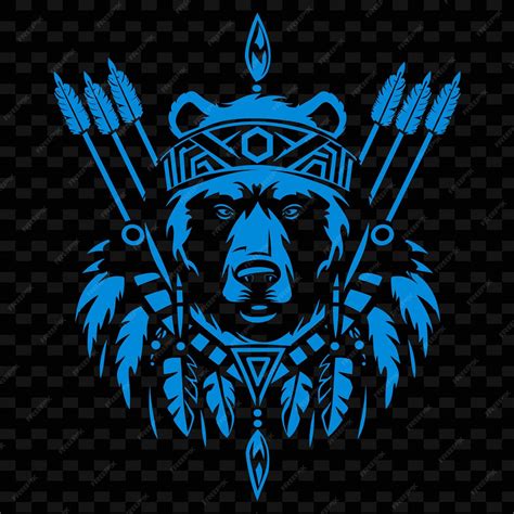 Premium Psd Tribal Warrior Totem Logo With Bear And Spears For