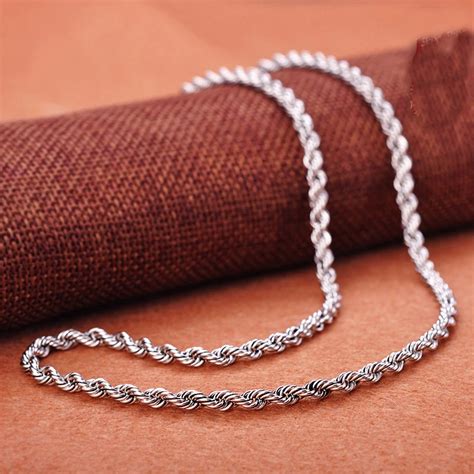 S925 Sterling Silver Necklace 19inch Rope Chain Women Necklace In Chain