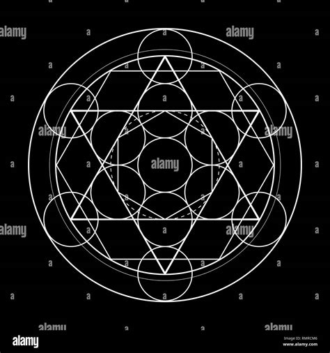 Sacred Geometry Symbol Metatrons Cube On Black Background Vector