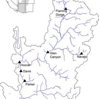 Map of the Colorado River Basin showing major tributaries and the dams... | Download Scientific ...