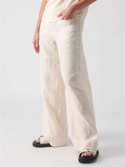 Sanctuary The Linen Marine Wide Leg Semi High Rise Pant Birch In White