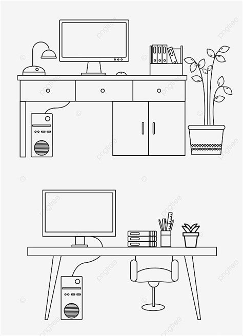 Simple Line Hd Transparent, Simple Desk Scene Line Drawing, Wing ...