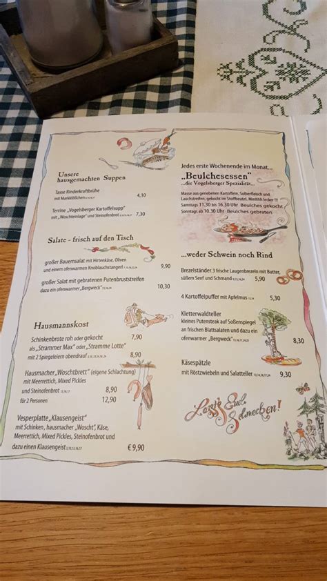 Speisekarte Von Bergh Tte Hoherodskopfklause Restaurant Schotten