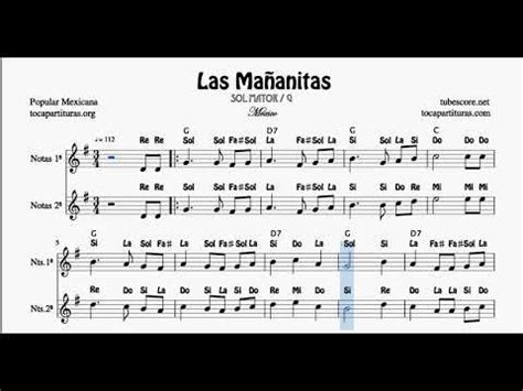 Las Ma Anitas Partitura Con Notas En Sol D O De Flautas Viol N Oboe