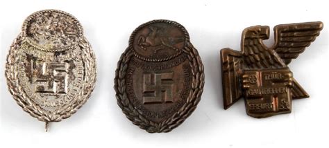 3 Misc German Wwii Day Badges Silver Bronze