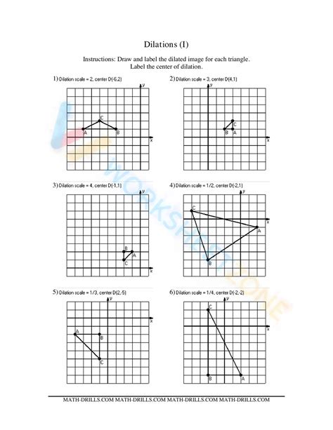 Dilations Worksheet For Th Th Grade Lesson Planet Worksheets