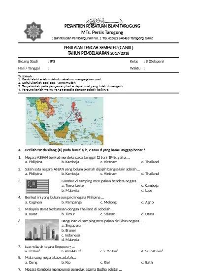 Contoh Soal Ips Asean 15 Contoh Soal Ips Kelas 6 Tema 8 Karakteristik