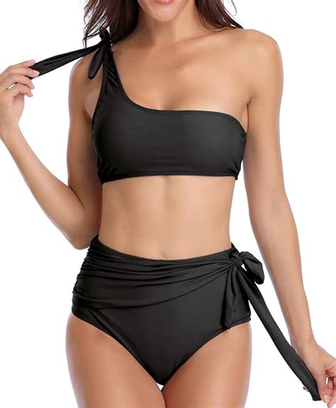 YOJEE Traje de baño de Piezas Bikini de Cintura Alta con Tirantes en los Hombros para Mujer