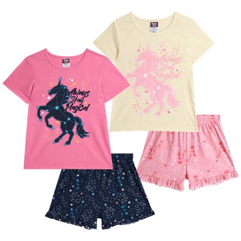 Angel Face Girls Pajama Set 4 Piece Sleep Shirt And Lounge Shorts Sleepwear For Girls 7 16