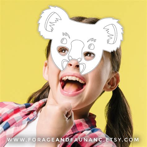 Koala Bear Coloring Mask Printable Coloring Fun Activity Page - Etsy