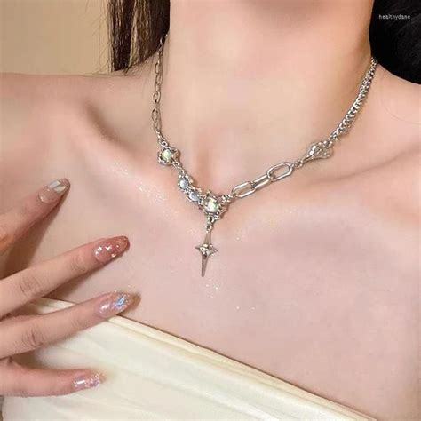 Chains Silver Thorn Niche Design Moonstone Cross Sweet Cool Titanium