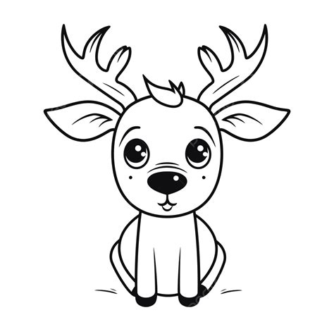 Cute Cartoon Reindeer Coloring Page Outline Sketch Drawing Vector Car ...