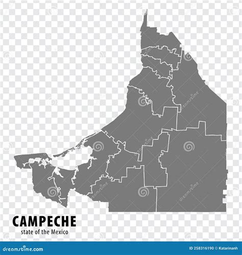 Campeche Blank Outline Map Set Cartoon Vector | CartoonDealer.com
