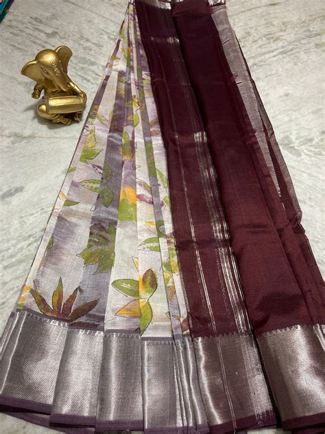 Mangalagiri Pure Pattu By Cotton Big Border Ikkat Katari Pattu