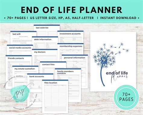 End Of Life Planner Printable Beneficiary Info Last Wishes Etsy Life