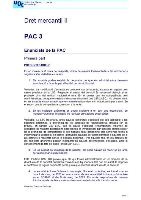 03 SOLPAC 3 Dret Mercantil II en català Dret mercantil II PAC 3