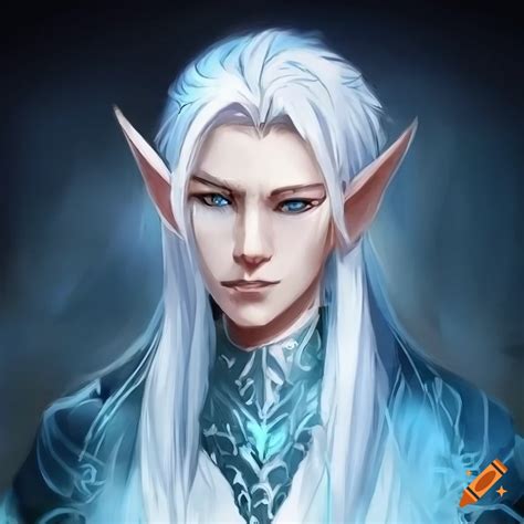 Art Of A Male Light Elf With White Hair And Blue Eyes On Craiyon