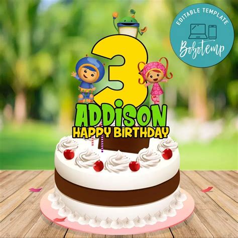 Team Umizoomi Birthday Cake Topper Template Printable DIY | Bobotemp