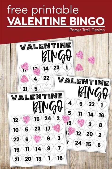 Free Valentine Bingo Printable Cards Paper Trail Design Valentine