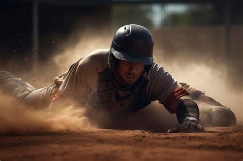 Premium Photo Baseball Player Sliding Into Base