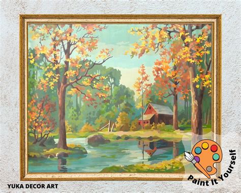 Autumn Trees Paint By Number Kit For Adult Diy Nature Etsy