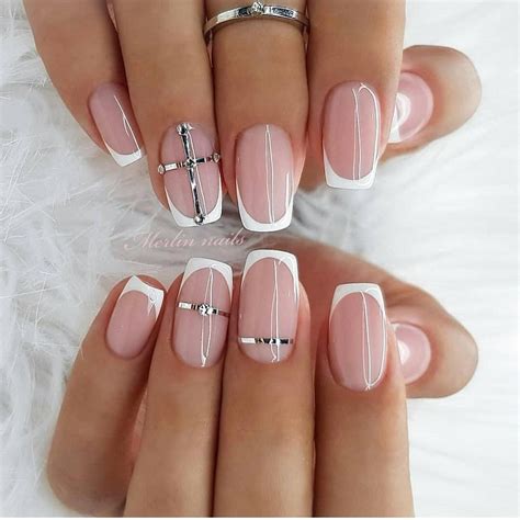 Pink And White Nails Nail Art Short Acrylic Nails Designs Natural