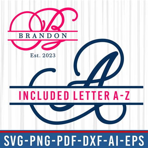 Split Monogram Letters Svg Bundle Split Letter Set A Z Split Alphabet