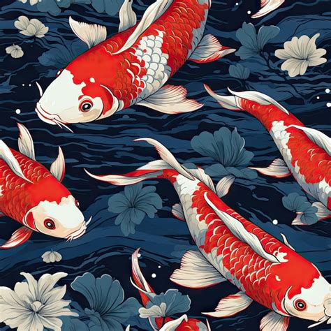 Premium Photo Seamless Pattern Koi Fish