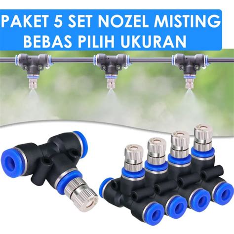 Jual Paket Head Nozzle Misting Sprayer 5 Titik Plus Tee Konektor Slip